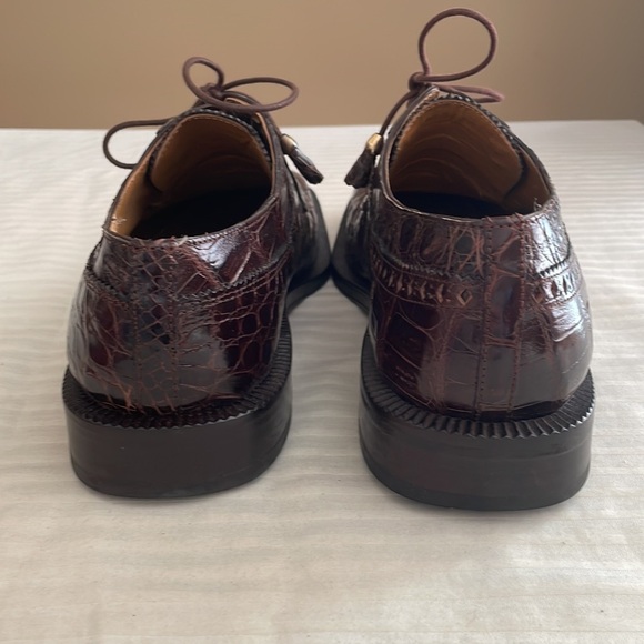 David Eden Glasgow Crocodile Head Brown Dress Shoes Men’s size 8 Exotic Leather - Picture 7 of 13